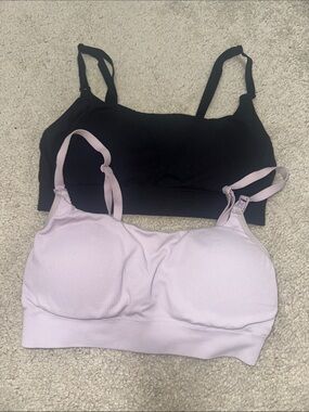 Maternity/Nursing Everyday Comfort Bra Set - Black & Lilac